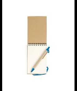 Block notes ad anelli in carta riciclata, fogli bianchi (70 pag.) con penna in cartone