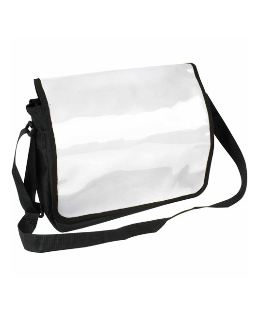 Cartella in poliestere 600D con tracolla regolabile e patta in PVC lucido Cartella in poliestere 600D con tracolla regolabile e patta in PVC lucido