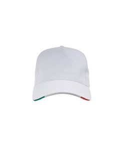 Cappellino in cotone, 5 pannelli con profilo e ricamo tricolore Cappellino in cotone, 5 pannelli con profilo e ricamo tricolore
