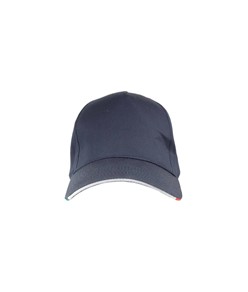 Cappellino in cotone, 5 pannelli con profilo e ricamo tricolore Cappellino in cotone, 5 pannelli con profilo e ricamo tricolore