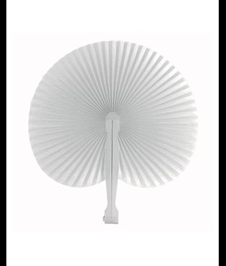 Ventaglio in carta colorata con manico in plastica bianca, lunghezza cm 26