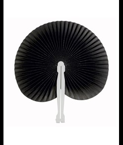 Ventaglio in carta colorata con manico in plastica bianca, lunghezza cm 26