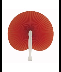 Ventaglio in carta colorata con manico in plastica bianca, lunghezza cm 26