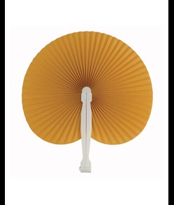 Ventaglio in carta colorata con manico in plastica bianca, lunghezza cm 26