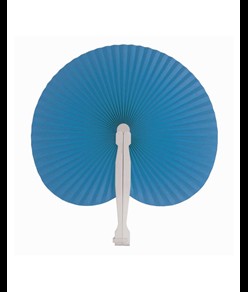 Ventaglio in carta colorata con manico in plastica bianca, lunghezza cm 26