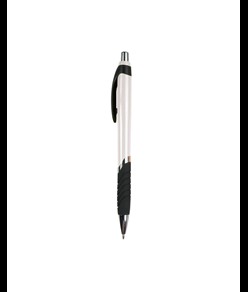 Penna a scatto in plastica, con fusto colorato, impugnatura gommata e particolari cromati