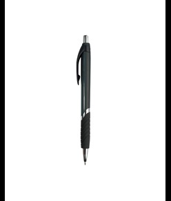 Penna a scatto in plastica, con fusto colorato, impugnatura gommata e particolari cromati