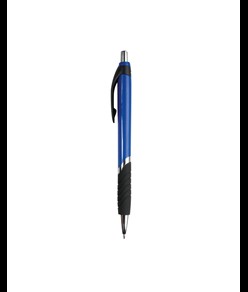 Penna a scatto in plastica, con fusto colorato, impugnatura gommata e particolari cromati