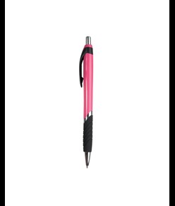 Penna a scatto in plastica, con fusto colorato, impugnatura gommata e particolari cromati