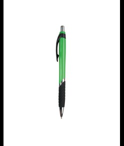 Penna a scatto in plastica, con fusto colorato, impugnatura gommata e particolari cromati