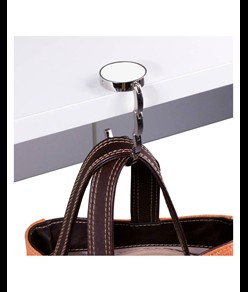 Gancio appendiborsa tondo in metallo, richiudibile con chiusura rafforzata da due magneti