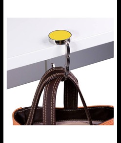 Gancio appendiborsa tondo in metallo, richiudibile con chiusura rafforzata da due magneti