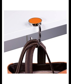 Gancio appendiborsa tondo in metallo, richiudibile con chiusura rafforzata da due magneti