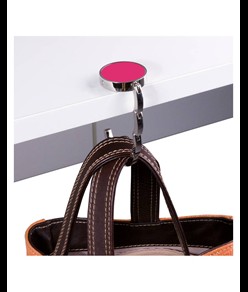 Gancio appendiborsa tondo in metallo, richiudibile con chiusura rafforzata da due magneti