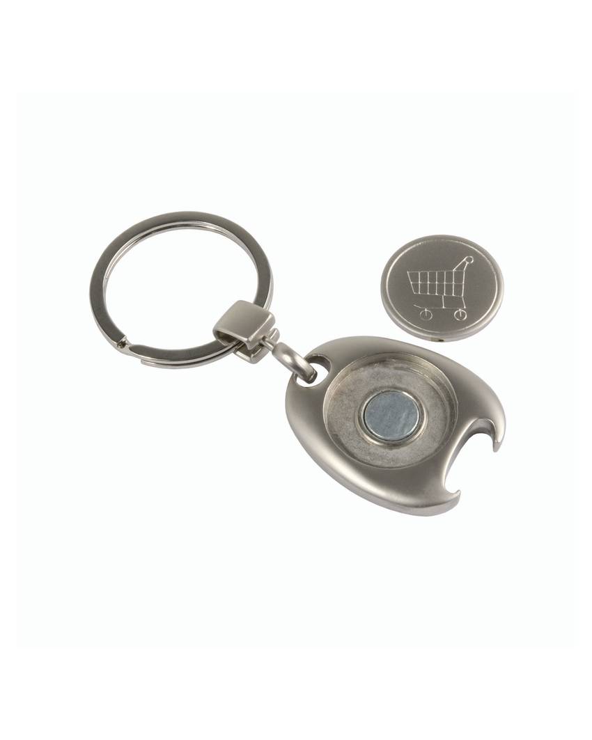 Portachiavi in metallo con gettone per carrello