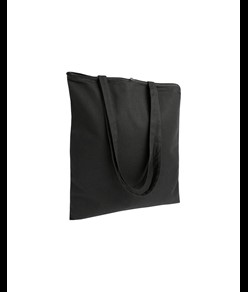 Shopper in cotone 220 g/m2, manici lunghi e chiusura con zip Handle