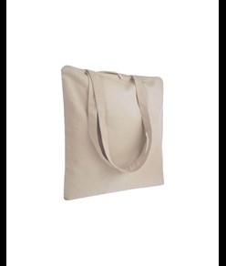 Shopper in cotone 220 g/m2, manici lunghi e chiusura con zip