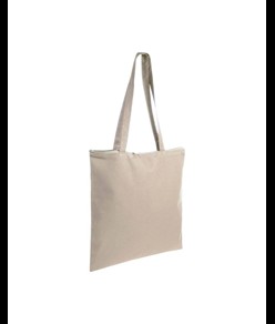 Shopper in cotone 220 g/m2, manici lunghi e chiusura con zip