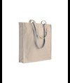 Shopper con soffietto in cotone 250 g/m2, manici lunghi e chiusura con zip