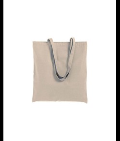 Shopper con soffietto in cotone 250 g/m2, manici lunghi e chiusura con zip