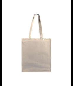 Shopper con soffietto in cotone 250 g/m2, manici lunghi e chiusura con zip