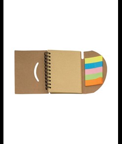 Block notes ad anelli in carta riciclata (60 pag.) con foglietti adesivi
