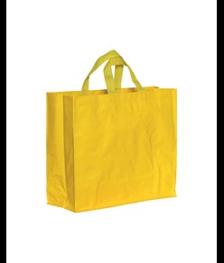 Shopper con soffietto in PP laminato 120 g/m2, manici corti a nastro Handle