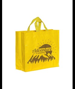 Shopper con soffietto in PP laminato 120 g/m2, manici corti a nastro Handle