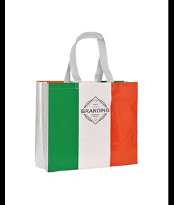 Shopper con soffietto in PP laminato 120 g/m2, manici lunghi a nastro Handle