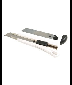 Cutter/taglierino in ABS con fermo lama, grande e 2 lame di ricambio