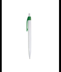 Penna a scatto in plastica, fusto bianco e clip colorata