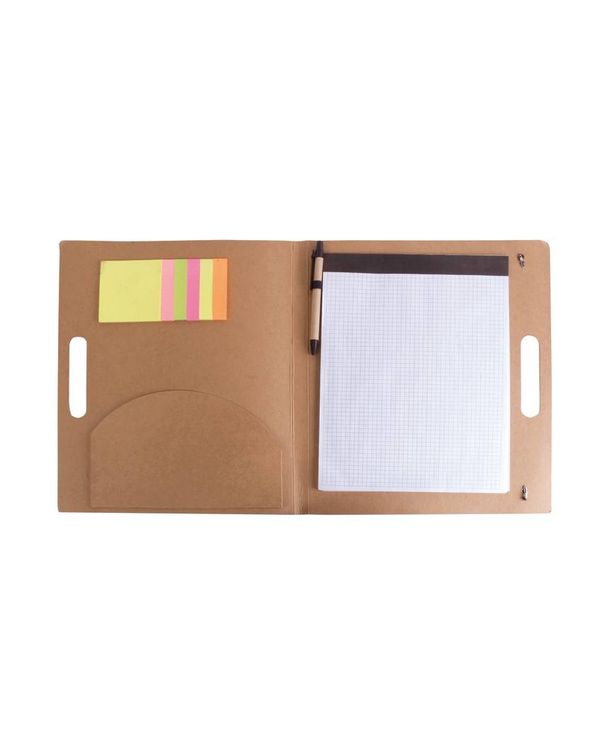 Cartelletta congresso in cartoncino, con post-it e penna (blocco a quadretti incluso)