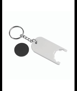 Portachiavi in plastica con gettone per carrello della spesa