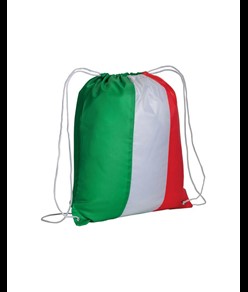 Zainetto tricolore in  poliestere 210 T con chiusura a strozzo e angoli rinforzati Handle