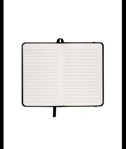 Quaderno in PVC con elastico colorato, fogli a righe (80 pag.), segnalibro in raso