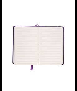 Quaderno in PVC con elastico colorato, fogli a righe (80 pag.), segnalibro in raso