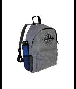 Zaino in poliestere two tone effetto melange con 3 tasche di cui 1 laterale retinata