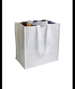 Shopper porta bottiglie (6 posti) in PP laminato 120 g/m2, manici corti a nastro Handle