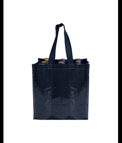 Shopper porta bottiglie (6 posti) in PP laminato 120 g/m2, manici corti a nastro Handle