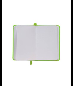 Quaderno in PVC con elastico colorato, fogli bianchi (80 pag.), segnalibro in raso