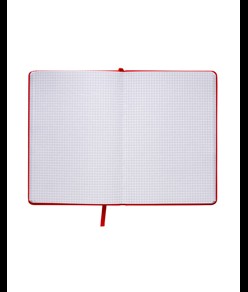 Quaderno in PU con elastico colorato, fogli a quadretti (80 pag.), segnalibro in raso