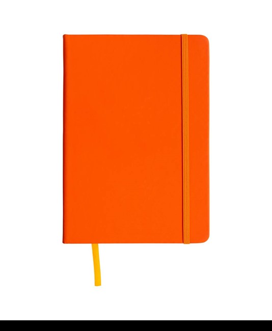 Quaderno in PU con elastico colorato, fogli a quadretti (80 pag.), segnalibro in raso