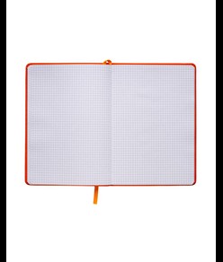 Quaderno in PU con elastico colorato, fogli a quadretti (80 pag.), segnalibro in raso