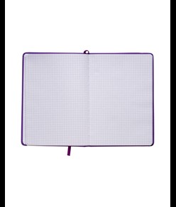 Quaderno in PU con elastico colorato, fogli a quadretti (80 pag.), segnalibro in raso