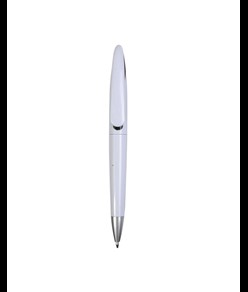 Penna a scatto in plastica con fusto bianco e clip curva con interno colorato, refill jumb