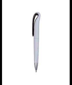 Penna a scatto in plastica con fusto bianco e clip curva con interno colorato, refill jumb