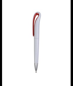 Penna a scatto in plastica con fusto bianco e clip curva con interno colorato, refill jumb
