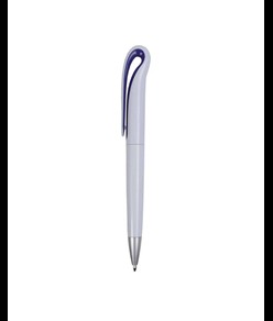 Penna a scatto in plastica con fusto bianco e clip curva con interno colorato, refill jumb