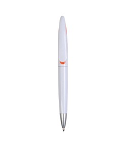 Penna a scatto in plastica con fusto bianco e clip curva con interno colorato, refill jumb