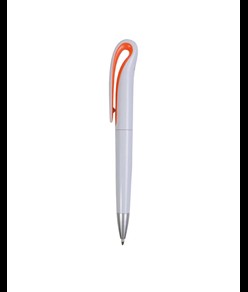 Penna a scatto in plastica con fusto bianco e clip curva con interno colorato, refill jumb
